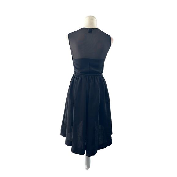 H&M women High low Flared skirt black dress sz 4 semi sheer solid - Picture 2 of 15